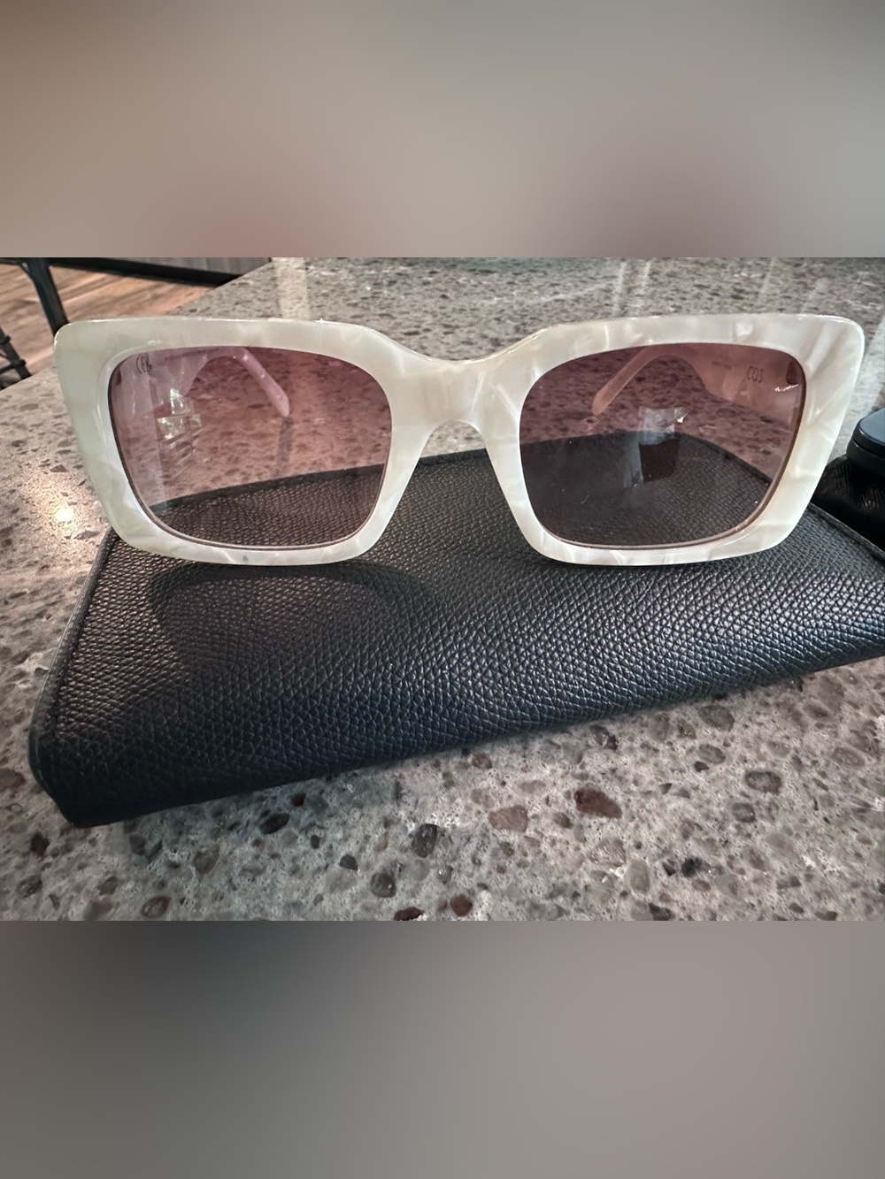 COS Pearl Ivory Geometric Sunglasses | Minimalist Acetate Frames